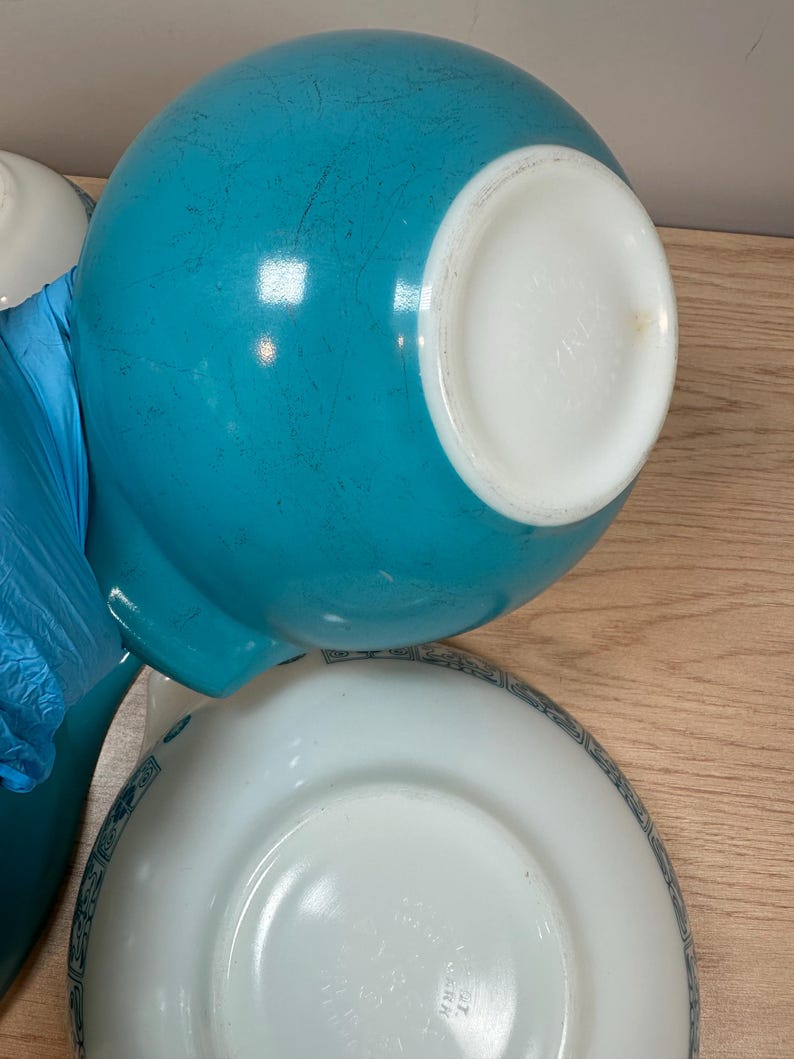 Pyrex Mixing Bowls Blue Horizon Pattern Cinderella Set 441 442 443 444 ...