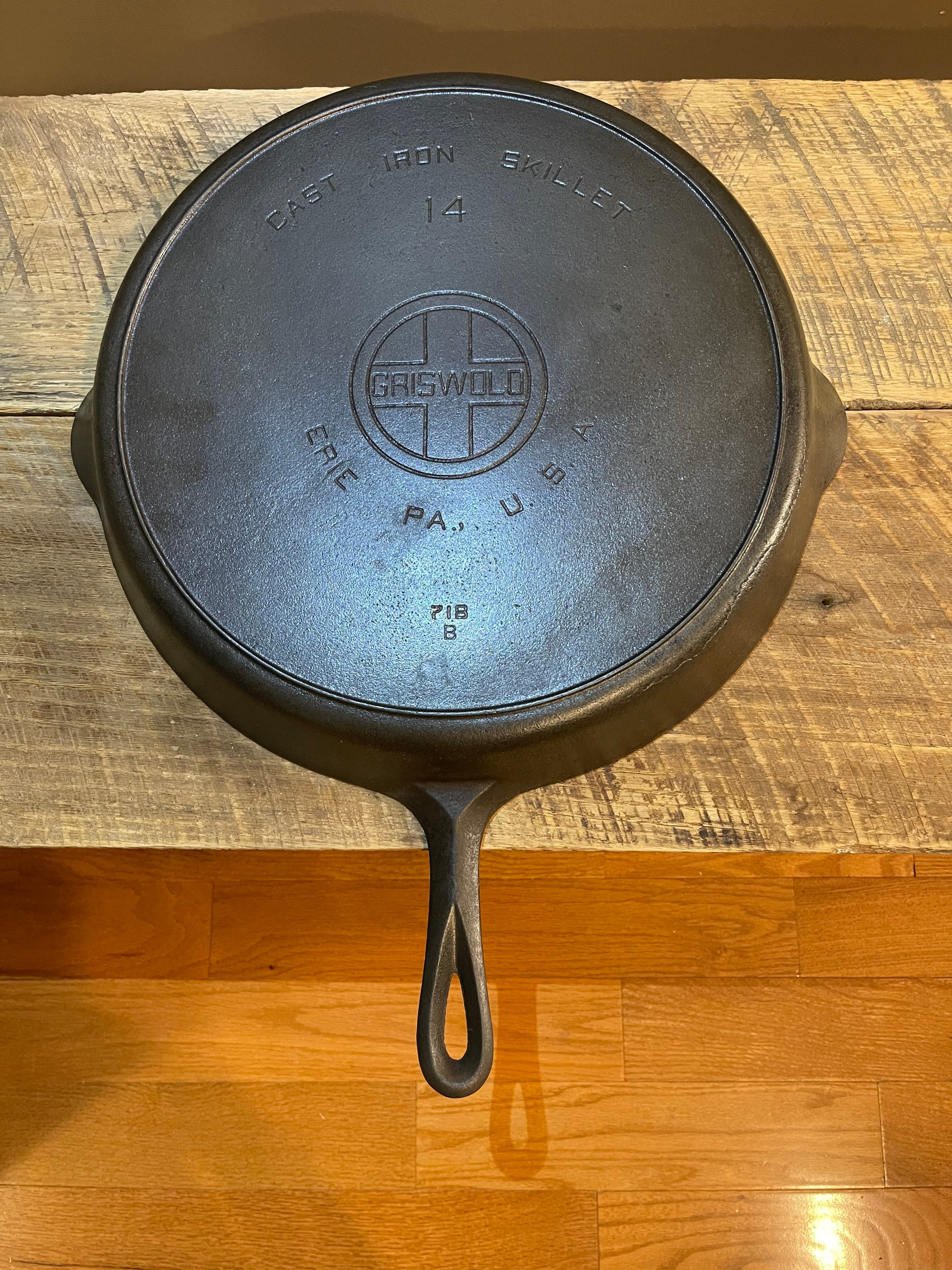 Vintage Griswold #14 Cast Iron Skillet 718B w/ Self Basting Lid 474 Erie, PA