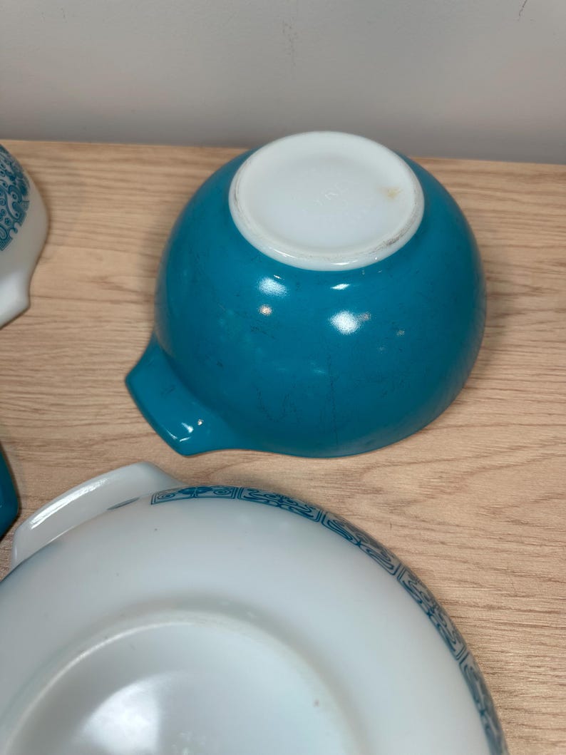 Pyrex Mixing Bowls Blue Horizon Pattern Cinderella Set 441 442 443 444 ...