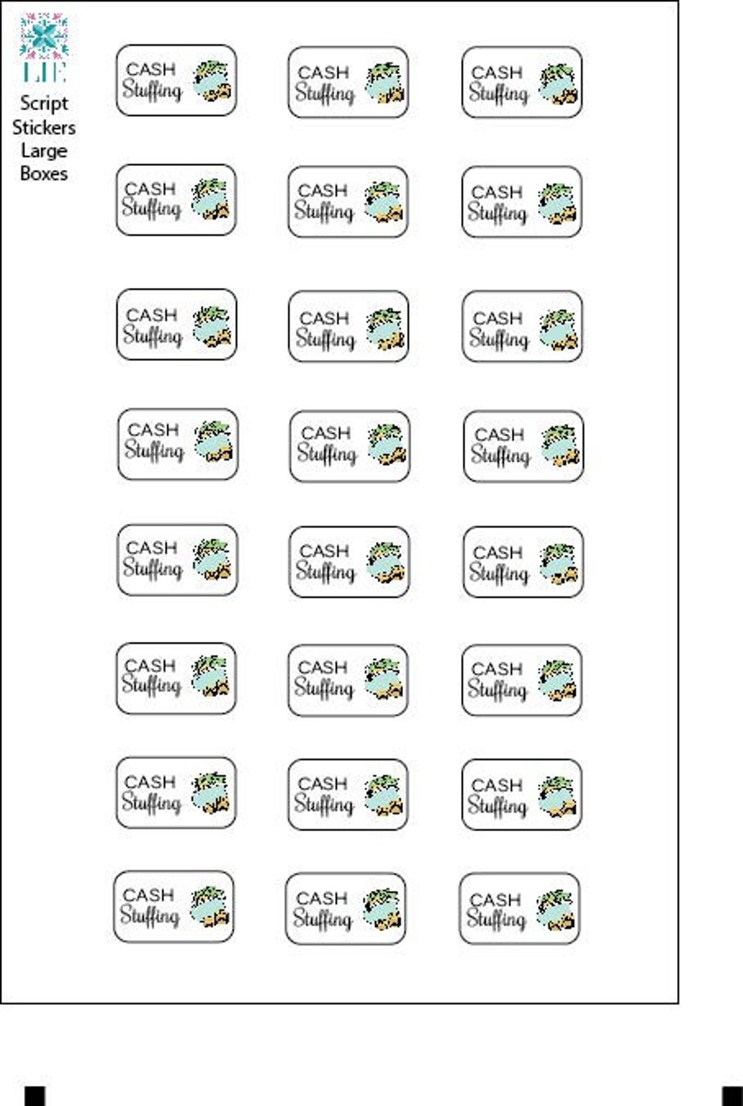 CASH Stuffing // Script Stickers - Etsy