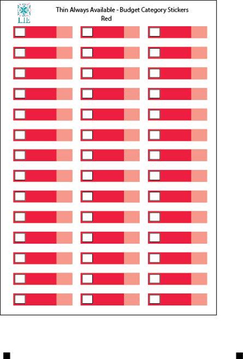 Budget Red Thin Red Always Available 1.5 Budget Category Stickers - Etsy