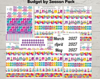 Kit de cumpleaños (marzo, abril, mayo) Cuaderno de presupuesto por temporada / Paquete completo o hojas individuales