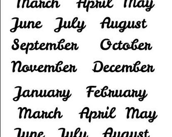 Soursup Months of the Year // 36 Point Font // Fits .5&quot; x 3&quot; box and larger // Sheet 4.5&quot; x 7&quot;