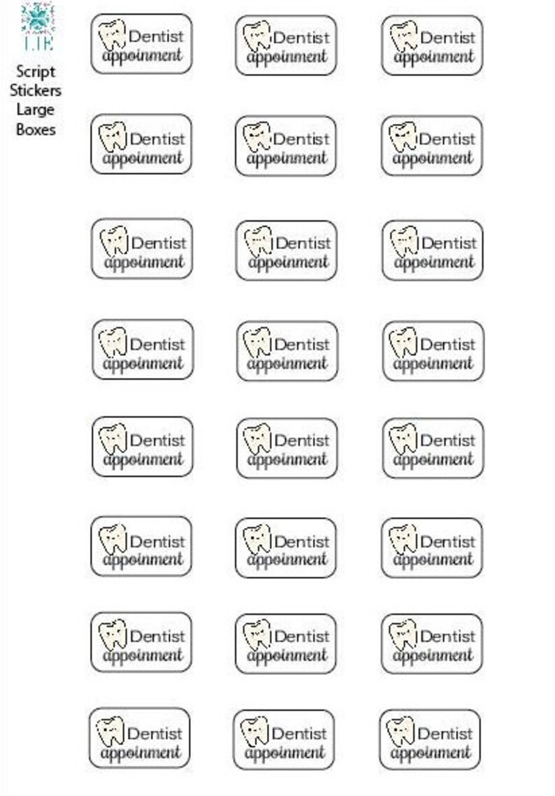 Tooth In Script Dentist Appointment // Script Stickers - Etsy