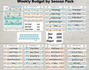 Cuaderno de trabajo de presupuesto semanal por temporada, 326 de julio / Paquete completo o hojas individuales