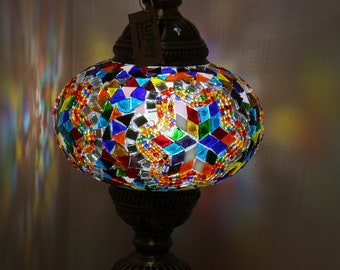 Ottoman lamp | Etsy Glass Mosaic Table Lamps Large Glass