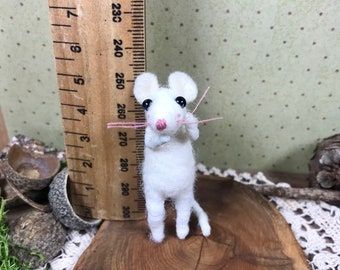 Miniature Dollhouse Mouse, Shy Baby, collectible needle felted animal