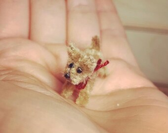 Miniature dollshouse puppy, tiny pipe cleaner dog ornament