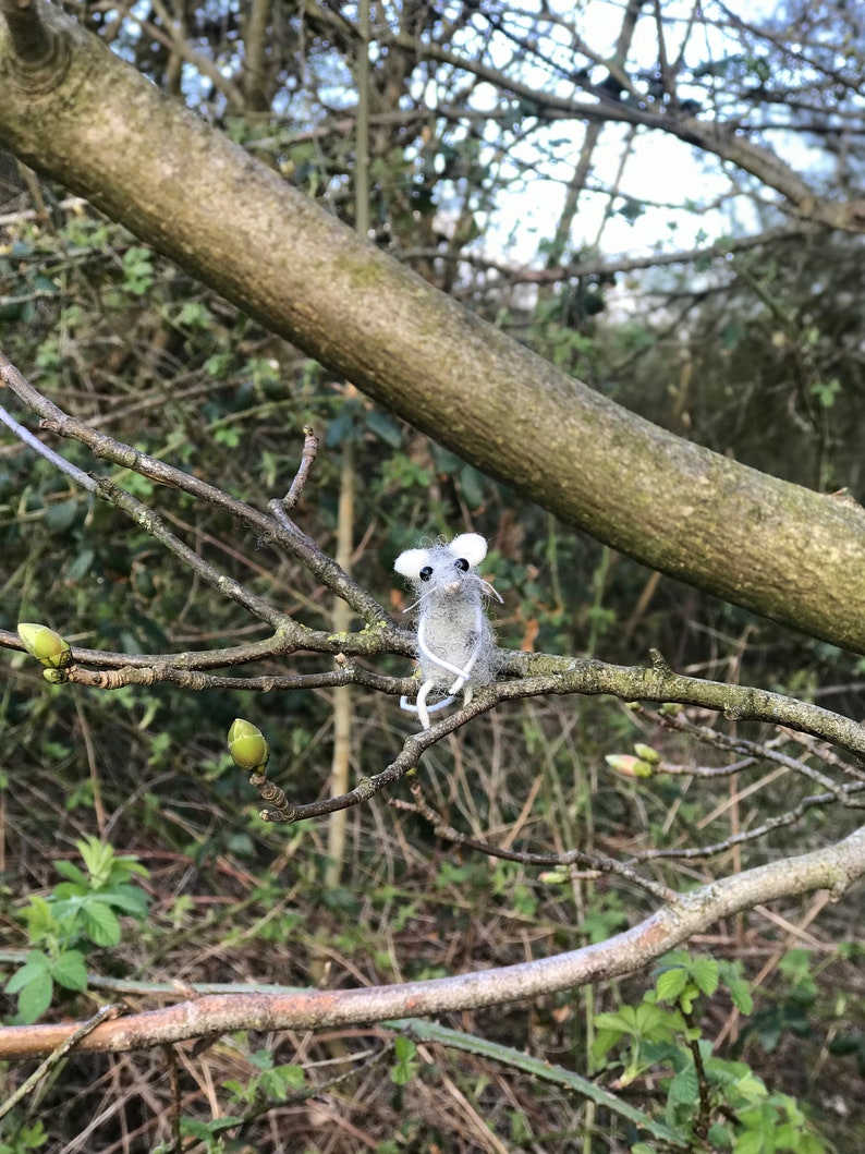 Miniature Dollhouse Mouse, Woolly Mouse, collectible needle felted animal image 1