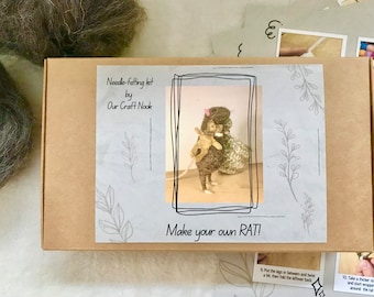 Make your own Rat, needle-felting kit, ratlover gift