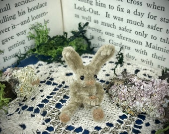 Miniature bunny, collectible dollhouse rabbit, teddy