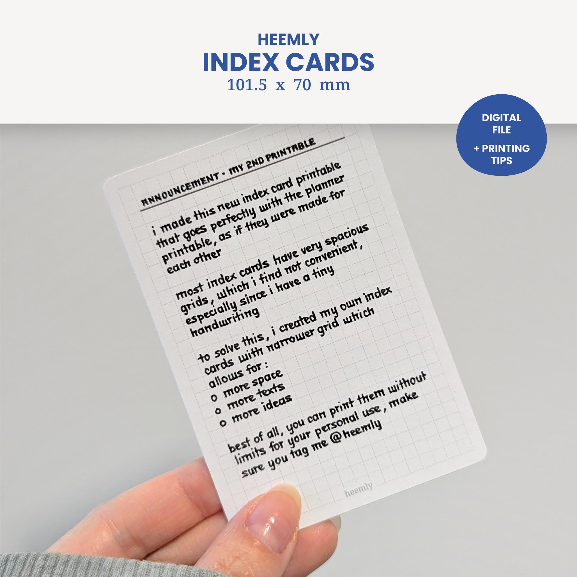 Printable • Index Cards • Notes, Tasks, To-do Lists, Recipes, Revisions ...