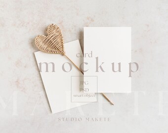 5x7 Blank Card Mock up, Greeting Card Mockup, Birthday Card PSD Mockup Template, Double White Card Mockup