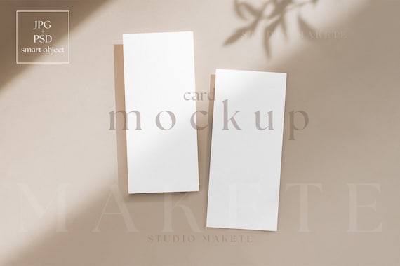 Wedding Menu Card Mock Up, 4x9 Wedding Program Double Sided Blank Card Mockup, Thank You Menu PSD Mockup, Wedding Mockups