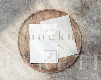 Greeting Card Mockup, Wedding Invitation Card PSD Mockup, 5x7 Card and Envelope Template, Save the Date Mock up