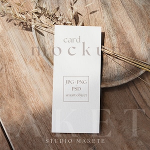 Bruiloft menukaart mock-up, 4 x 9 bruiloft programma blanco kaart mockup, PSD-mockup, boho-bruiloft testmodellen