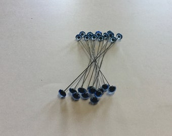 Glass Teddy Bear Eyes on a Wire, Blue, Assorted Sizes, 12 Pair