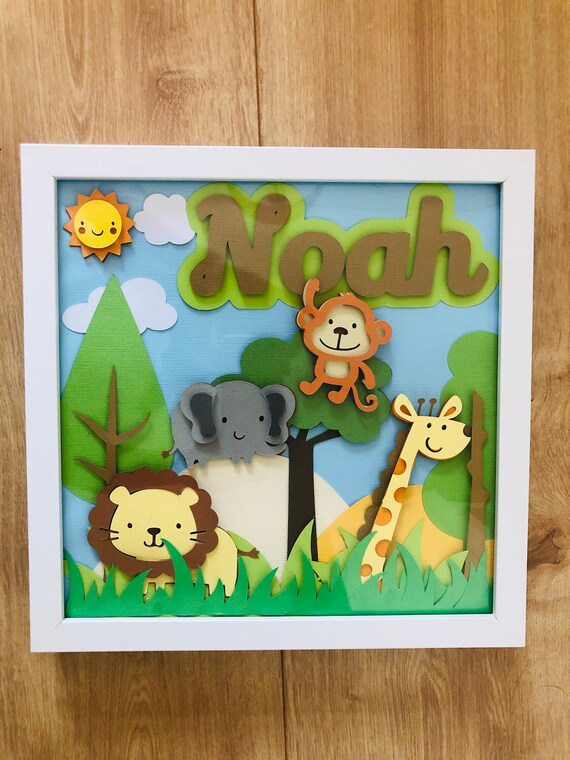Download Personalised 3d Jungle Theme Shadow Box Jungle Box Frame Etsy