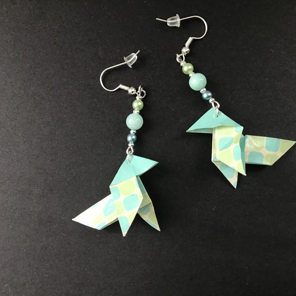 Boucles d’oreille origami - cocotte pastel