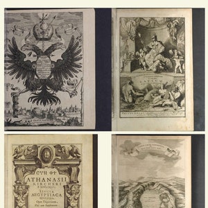 8 old rare books jesuit - Athanasius Kircher - Engravings - large prints - Digital Download ZIP files