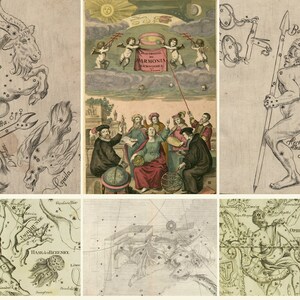 Celestial Sky ATLASES - Astronomie - Flamsteed - Cellarius - Harmonia Macrocosmica - alte Himmelskarten Uranographia - Digitaler Download ZIP Dateien