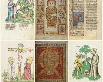 Kolekcja rzadkich antycznych rękopisów – historie biblijne i ewangelie, średniowieczne iluminowane Biblie, teksty religijne w języku łacińskim i francuskim, pobieranie cyfrowe