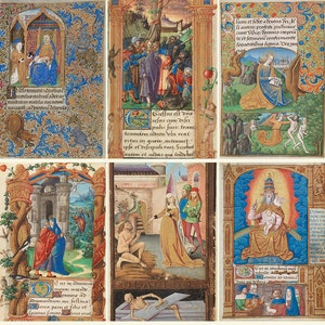 BOOKS of HOURS - 12 Very Rare Color Illuminated Manuscripts 1400-1500 - Medieval Religious Prayer - France - Digital Download ZIP files