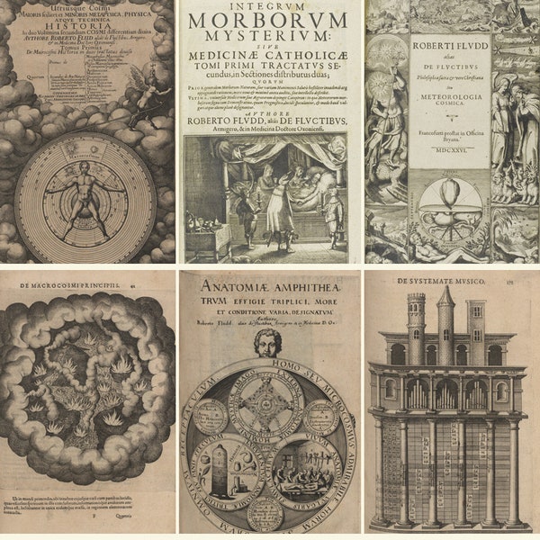 Robert Fludd occult Rosicrucian Kabbalah books - Utriusque Cosmi - Medicinae Catolicae - metaphysica, physica - Download ZIP files