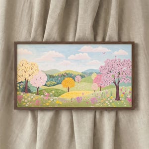 Dreamy Countryside Landscape Frame TV Art Pastoral Spring Scene Digital Download
