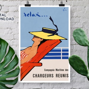 Descarga digital - Vintage Poster Ad - Relax... Chargeurs Réunis - 1960 - René Gruau