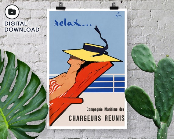 Buy Digital Download Vintage Poster Ad Relax... Chargeurs Réunis 