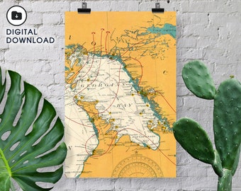 Descarga digital - Mapa náutico antiguo - Bahía Georgiana y Lago Hurón
