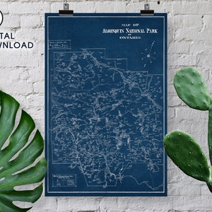 Digitaler Download - Vintage Karte - Algonquin Nationalpark von Ontario - 1925