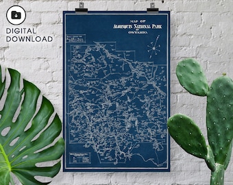 Descarga digital - Mapa antiguo - Parque Nacional Algonquin de Ontario - 1925