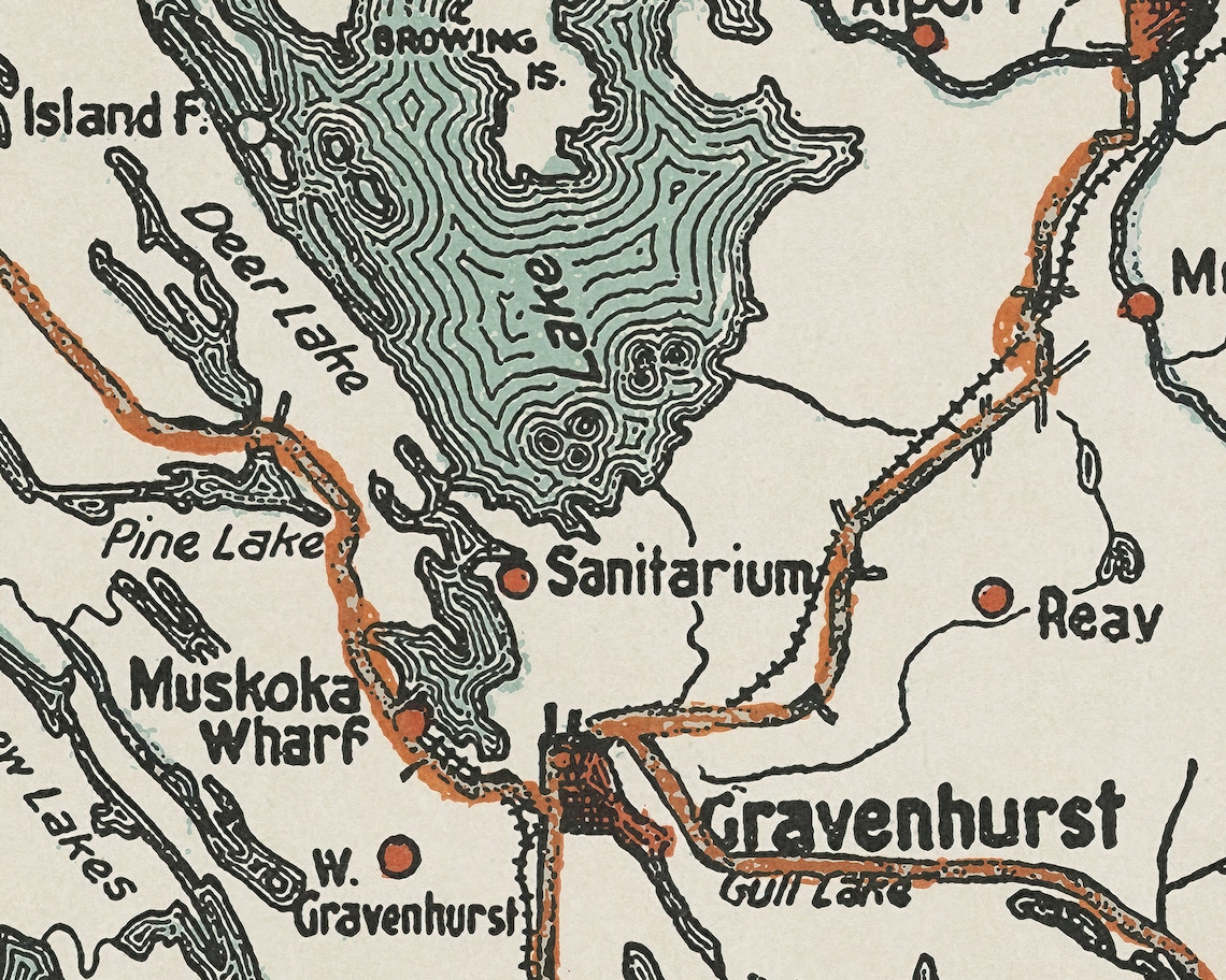 X-Large Muskoka Antique Style Map