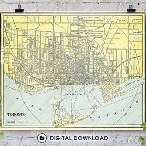 Téléchargement numérique - carte vintage - Toronto, 1904