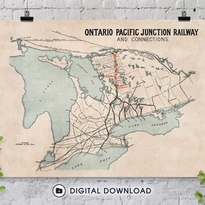 Digitaler Download - Vintage Karte - Eisenbahnen in Süd-Ontario - 1880