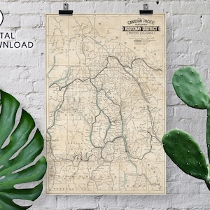 Download digitale - Mappa vintage - Canadian Pacific Railway, distretto di Kootenay, British Columbia 1904