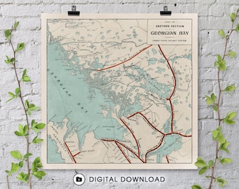 Digital Download - Vintage Map of Georgian Bay and Muskoka Lakes - 1899
