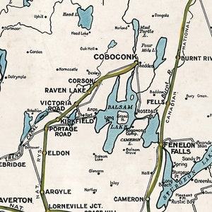 Vintage Map of Kawartha Lakes District and Haliburton Highlands - Mouse ...