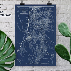 Download digitale - Mappa vintage - Laghi Muskoka, 1924