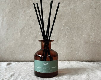 Bergamotte & Patchouli Schilfrohr-Diffusor | Ganz natürlicher Raumduft | Natürlicher Öldiffusor | Wohndekoration | Langlebiger Schilfrohr-Diffusor
