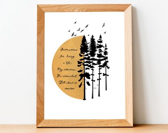 Mary Oliver I Believe In Quote Watercolour Print Poetry Art Print Digital Download