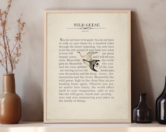 Mary Oliver Quote ,Wild Geese Poem , Poem lover Gift ,Bedroom ,Living Room Décor ,Mary Oliver Gift ,Inspirational Quote , Instant Download.