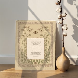 Wendell Berry, The Peace of Wild Things, stary obraz kwiatowy ze słynnym cytatem, idealny prezent dla czytelnika, prezent dla miłośnika natury, cyfrowy.