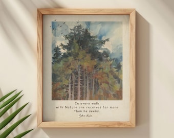 John Muir Quote Print: Vintage Landscape Art (Digital Download)