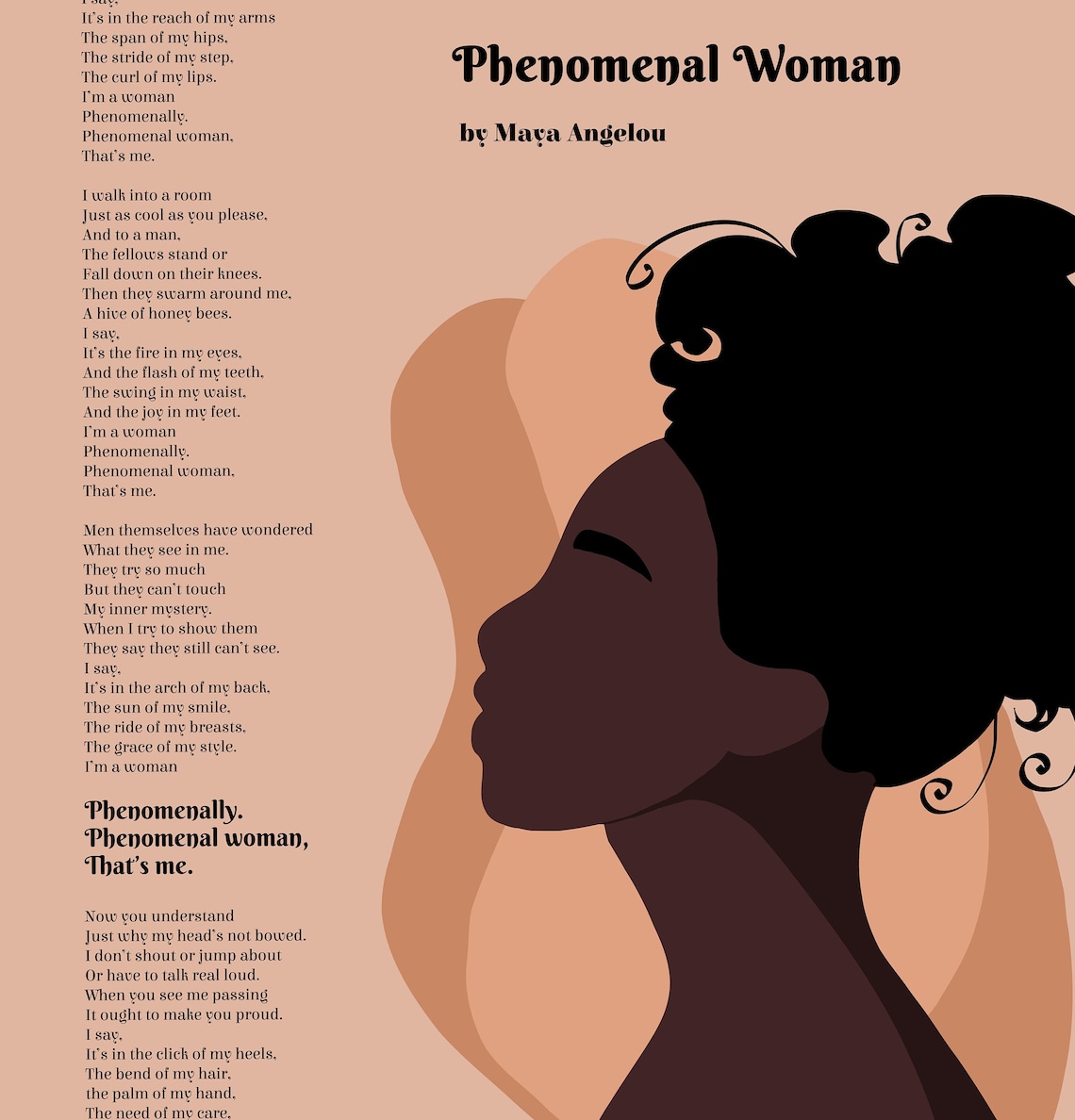 Maya Angelou Poem phenomenal Woman Motivational Wall Art Etsy