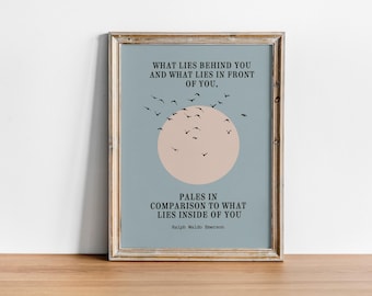 Emerson Zitat Print: Vogel Illustration, Inspirierende Kunst (Digital)