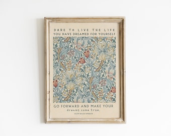 Ralph Waldo Emerson Quote Print: Floral Vintage Illustration (Digital Download 16x20, 11x14 inch JPGs)