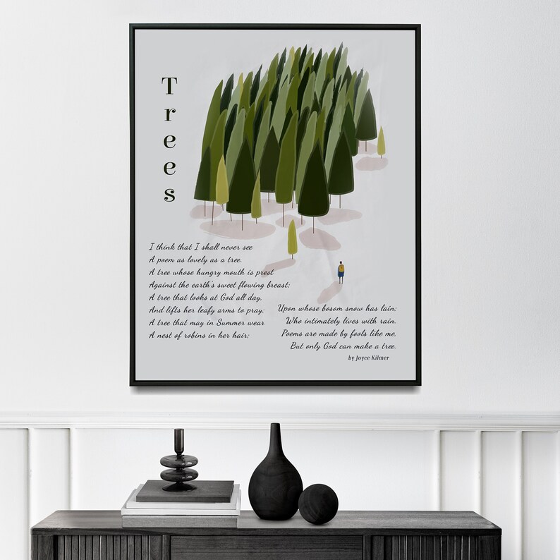 Trees Poem Joyce Kilmer Poem Inspirational Poem Etsy